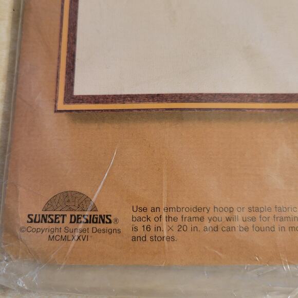 Sunset Stitchery "Country Home" Needlepoint Kit 16x20 Frame Sealed 1976 Sealed - Picture 9 of 15
